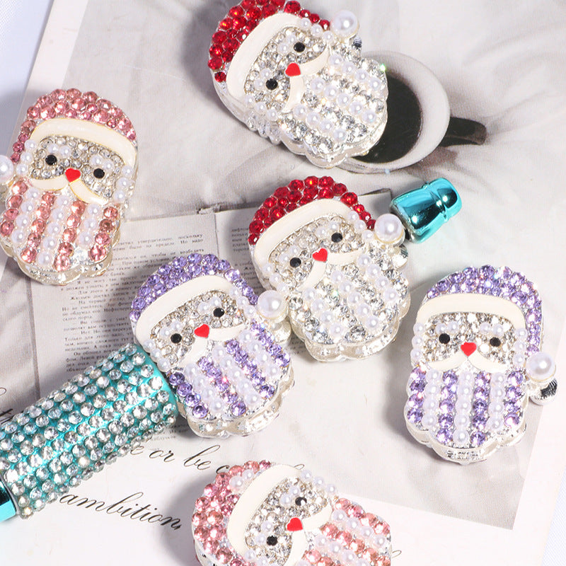 Wholesale 5pcs/pack Alloy  Christmas beads can be worn straight hole beads DIY mobile phone chain key chain bag chain accessories